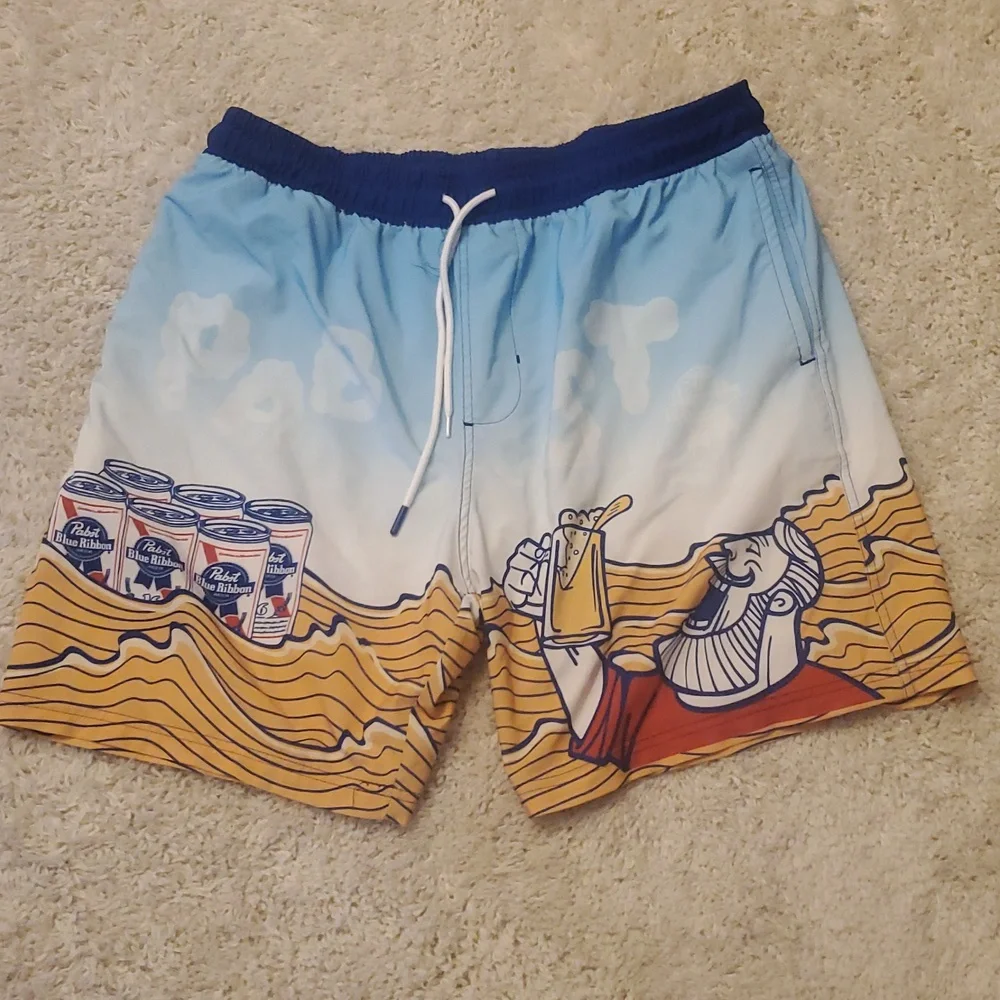5 For 25$ Pabst Blue Ribbon Beer Swim Shorts‎ Mens Size XL 40/42